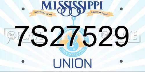 7S27529 Mississippi License Plate