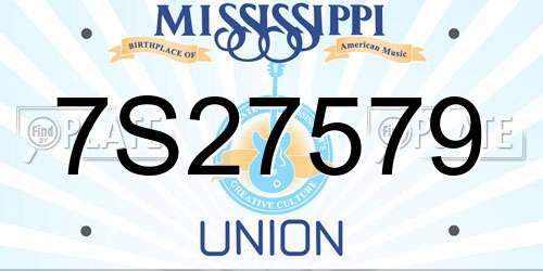7S27579 Mississippi License Plate