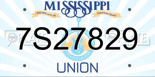 7S27829 Mississippi License Plate