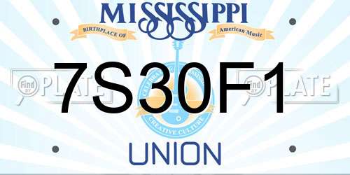7S30F1 Mississippi License Plate