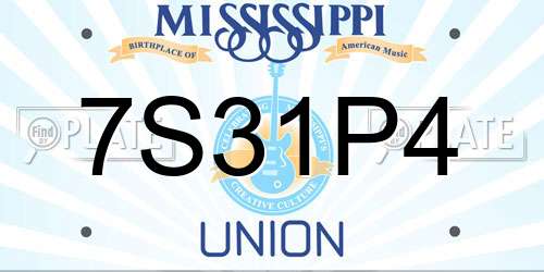 7S31P4 Mississippi License Plate