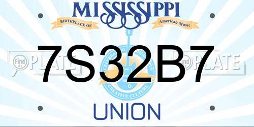 7S32B7 Mississippi License Plate