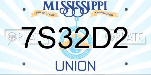 7S32D2 Mississippi License Plate