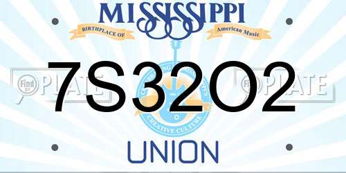 7S32O2 Mississippi License Plate