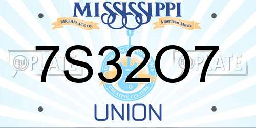 7S32O7 Mississippi License Plate