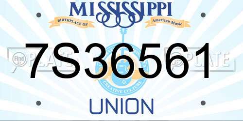 7S36561 Mississippi License Plate