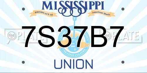 7S37B7 Mississippi License Plate
