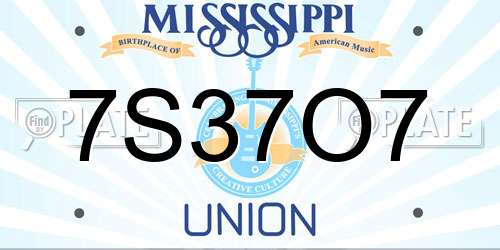 7S37O7 Mississippi License Plate