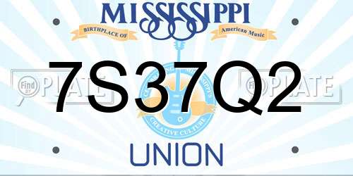 7S37Q2 Mississippi License Plate