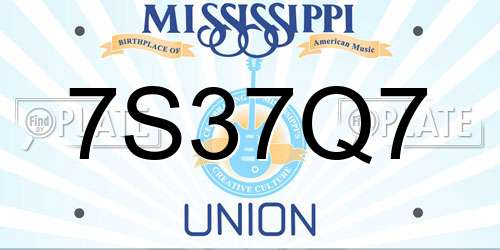 7S37Q7 Mississippi License Plate