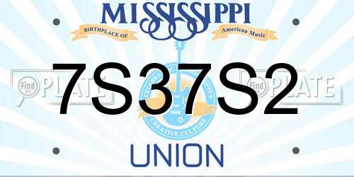 7S37S2 Mississippi License Plate