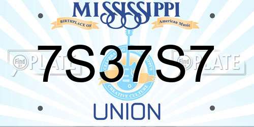 7S37S7 Mississippi License Plate
