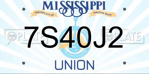 7S40J2 Mississippi License Plate