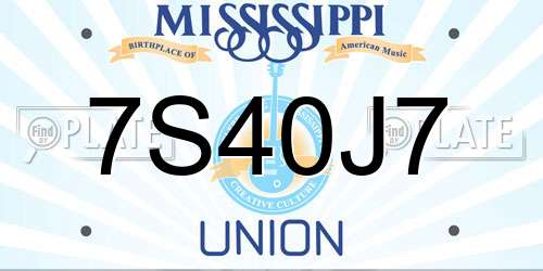 7S40J7 Mississippi License Plate