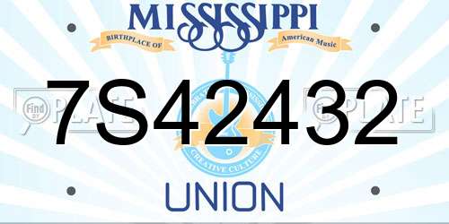 7S42432 Mississippi License Plate