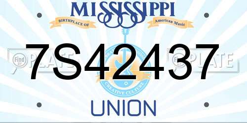 7S42437 Mississippi License Plate
