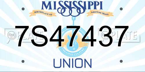 7S47437 Mississippi License Plate