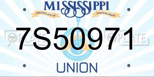 7S50971 Mississippi License Plate