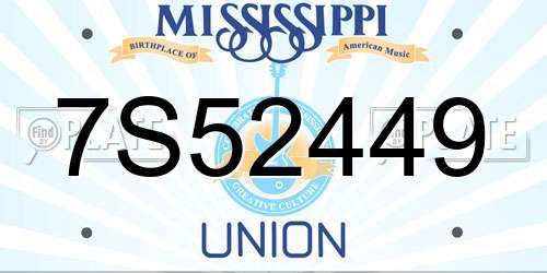 7S52449 Mississippi License Plate