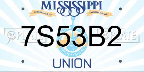 7S53B2 Mississippi License Plate