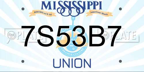 7S53B7 Mississippi License Plate