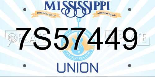 7S57449 Mississippi License Plate