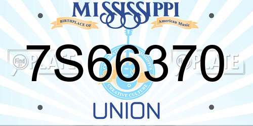 7S66370 Mississippi License Plate