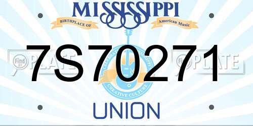 7S70271 Mississippi License Plate