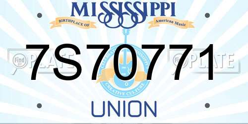 7S70771 Mississippi License Plate