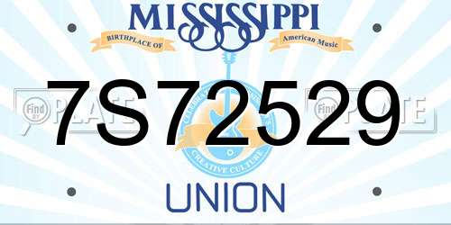 7S72529 Mississippi License Plate