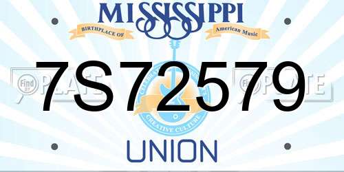 7S72579 Mississippi License Plate