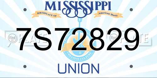 7S72829 Mississippi License Plate