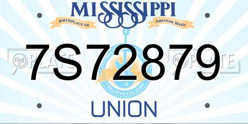 7S72879 Mississippi License Plate