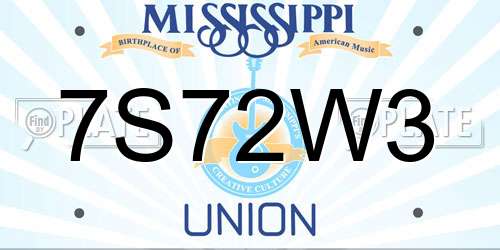 7S72W3 Mississippi License Plate