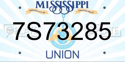 7S73285 Mississippi License Plate