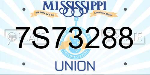 7S73288 Mississippi License Plate