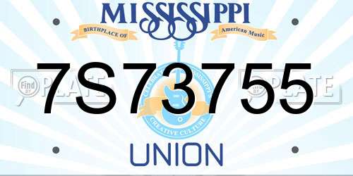 7S73755 Mississippi License Plate