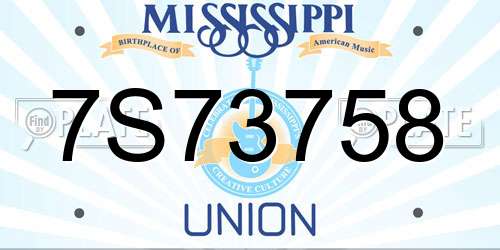 7S73758 Mississippi License Plate