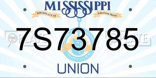 7S73785 Mississippi License Plate