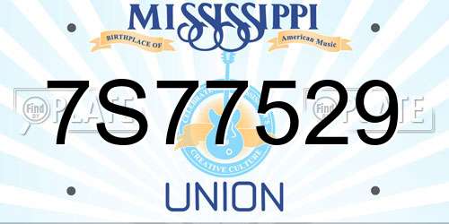 7S77529 Mississippi License Plate
