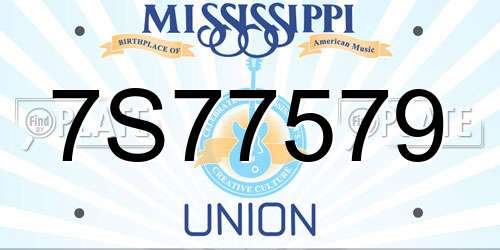 7S77579 Mississippi License Plate