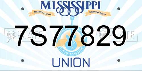 7S77829 Mississippi License Plate