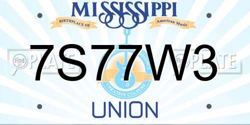 7S77W3 Mississippi License Plate