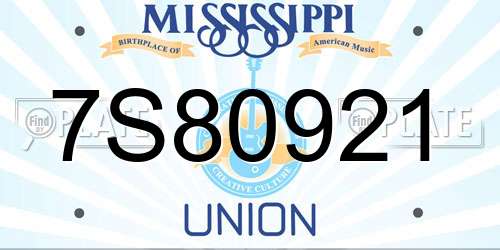 7S80921 Mississippi License Plate