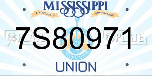 7S80971 Mississippi License Plate