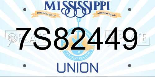 7S82449 Mississippi License Plate