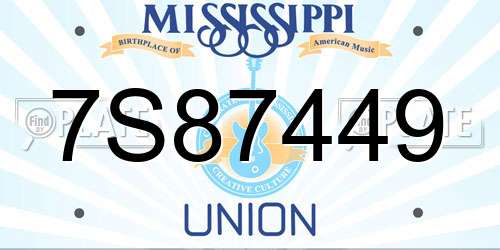 7S87449 Mississippi License Plate