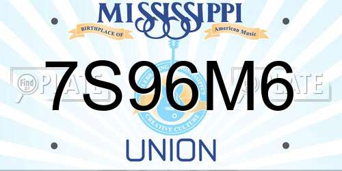 7S96M6 Mississippi License Plate