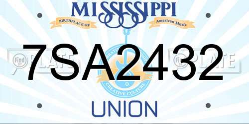 7SA2432 Mississippi License Plate