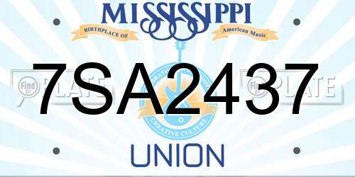 7SA2437 Mississippi License Plate